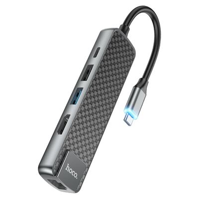 Hoco HB23 5-In-1 USB Type-C Hub + HDMI + USB3.0 + USB2.0 + RJ45 + PD_img_1