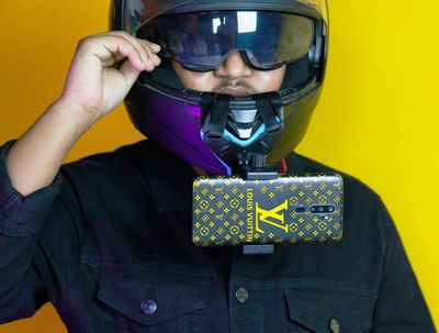 Helmet Chin Mount and Mobile Holder For Smartphone & Action Camera- Black & Blue হেলমেটের জন্য ফোন স্ট্যান্ড।_img_2