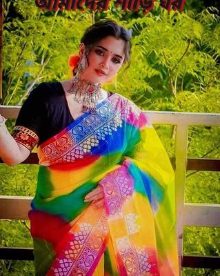 রংধনু আফসান প্রিন্টের হাফ সিল্ক শাড়ি_img_1