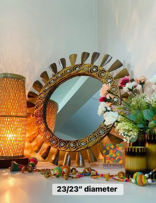 wooden mirror 23/23'' size Wooden circle_img_0