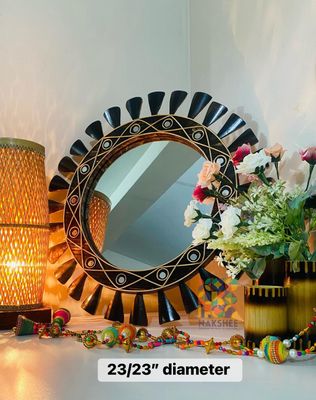 wooden mirror Black wave 23/23'' size_img_0