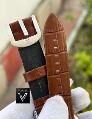 ARMANI AUTOMATIC BROWN BELT SILVER CASE BLACK RING DIGIT WHITE DIAL_img_1