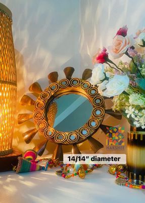 wooden mirror 14/14'' size Wooden circle_img_0