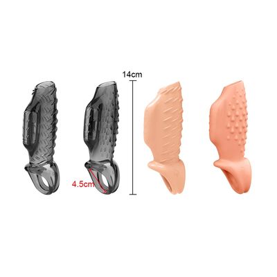 Cock Sleeve Soft TPE Male Delay Ejaculation Penis Vibrating Ring Sex Toys For Men Couples Enlargement Extender Chastity Device_img_2