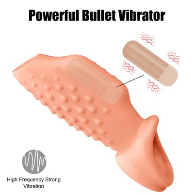 Cock Sleeve Soft TPE Male Delay Ejaculation Penis Vibrating Ring Sex Toys For Men Couples Enlargement Extender Chastity Device_img_3