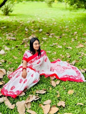 পুজো স্পেশাল প্রিমিয়াম রেশম সিল্ক শাড়ি স্কিন প্রিন্ট এর কাজ করা ব্লাউজ পিস সহ_img_1