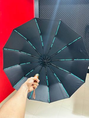 Premium 12-Ribs Automatic Open/Close Wooden colour Handle Umbrella_img_1