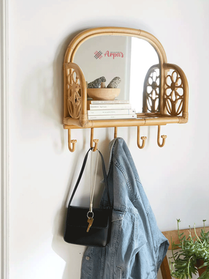 Rattan Wall Shelf With Mirror_img_0