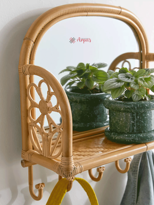 Rattan Wall Shelf With Mirror_img_2