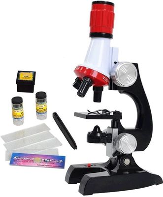 Kids Beginner Science Microscope Kit LED 100X, 400x, and 1200x Magnification – Black & Red Color ।_img_0