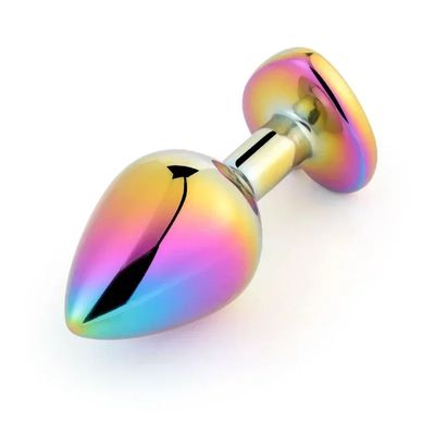 Cute Rainbow Anal Plugs Heart-shaped Metal Crystal Jewelry Small Adult Anal Plugs Female Male Couple Flirting Masturbation_img_1
