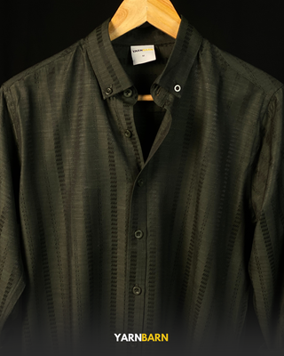 Midnight Olive patterned Buttoned Down Shirt_img_1