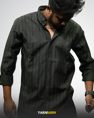 Midnight Olive patterned Buttoned Down Shirt_img_2