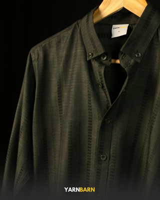 Midnight Olive patterned Buttoned Down Shirt_img_4