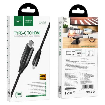 Hoco UA16 Type-C to HDMI Cable 4K / 30Hz HD Output (2 Meter) usb ক্যাবল।_img_1