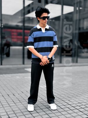 𝗨𝗻𝗶𝘃𝗲𝗿𝘀𝗶𝘁𝘆 𝗦𝘁𝗿𝗶𝗽𝗲 𝐏𝐎𝐋𝐎 𝐓-𝐒𝐡𝐢𝐫𝐭 (Black-Blue)_img_1