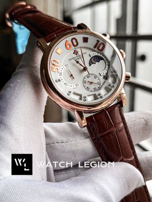 PATEK BROWN BELT ROSE GOLD CASE BIG DIGITS WHITE DIAL_img_0