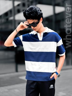 𝗨𝗻𝗶𝘃𝗲𝗿𝘀𝗶𝘁𝘆 𝗦𝘁𝗿𝗶𝗽𝗲 𝐏𝐎𝐋𝐎 𝐓-𝐒𝐡𝐢𝐫𝐭 (Blue-Off White)_img_1