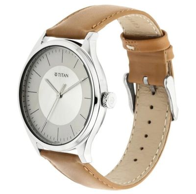 Men’s Urban Edge Lustrous White Dial Leather Watch_img_1