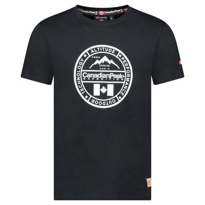 T-Shirt Col Rond avec Impressions et Drapeau NOIR_img_0