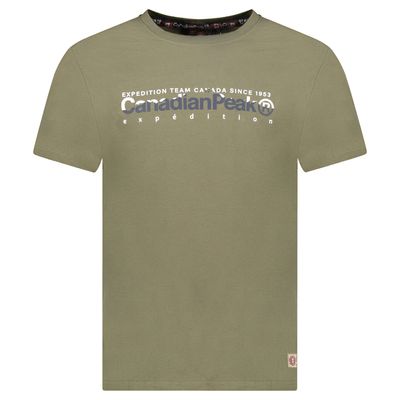 Canadian Peak JOPEAKEAK Homme - T-Shirt Col Rond avec Impressions et Drapeau Kaki_img_0