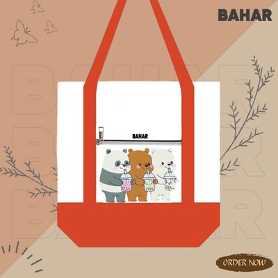Canvas Tote Bag with Outside Pocket Exclusive Design Shopping Bag /College University Bag, Tote Bag with Zipper._img_3