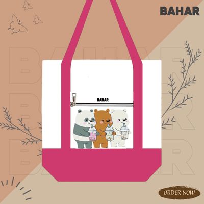 Canvas Tote Bag with Outside Pocket Exclusive Design Shopping Bag /College University Bag, Tote Bag with Zipper._img_5