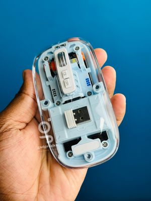 GearUP WM30 Transparent Crystal 2.4G + Bluetooth Magnetic Wireless Mouse- White Color_img_1