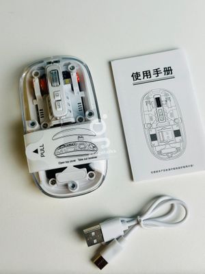 GearUP WM30 Transparent Crystal 2.4G + Bluetooth Magnetic Wireless Mouse- White Color_img_2