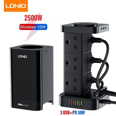 LDNIO SKW6457 6 Outlet USB Tower Extension Power Socket with 15W Wireless Charger পাওয়ার সাপ্লাই মাল্টিপ্লাগ।_img_0