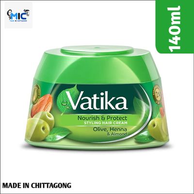 Vatika Nourish & Protect Styling Hair Cream With Almond, Olive, Henna - 140 Ml_img_0