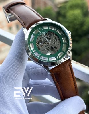 FOSSIL AUTOMATIC MASTERD BELT GREEN DIAL SILVER CASE_img_0