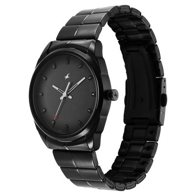 Fastrack 3273NM01 Quartz Analog Black Dial Black Stainless Steel Strap Watch_img_1