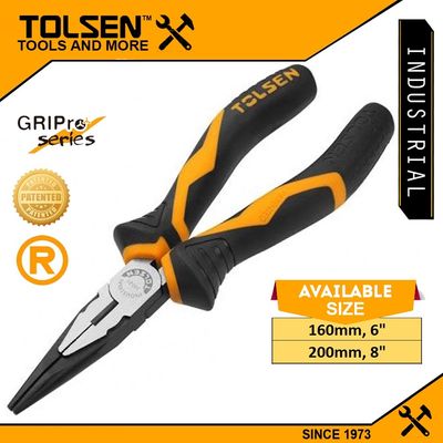 TOLSEN Long Nose Pliers ( 6" | 8" ) CrV Industrial Series Model: 10021 | 10022_img_0
