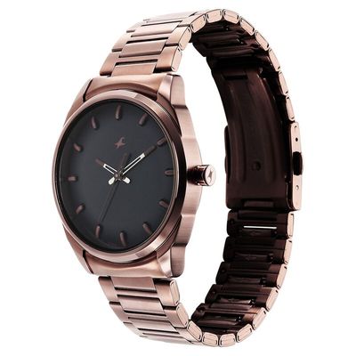Fastrack 3273QM01 Analog Black Dial Brown Stainless Steel Strap Watch_img_1