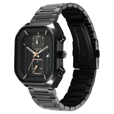 Fastrack 3270NM01 Fleek Quartz Multifunction Black Dial Stainless Steel Strap Watch_img_4