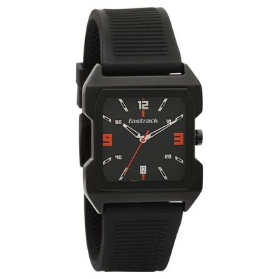 Fastrack NS1474NP01 Hitlist Quartz Analog with Date Black Dial PU Strap Watch_img_0