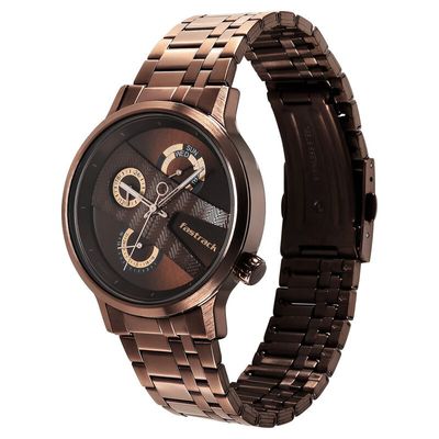 Fastrack NS3301QM01 Exuberant Quartz Multifunction Brown Dial Stainless Steel Strap Watch_img_1