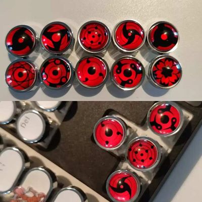 Naruto Sharingan Metal+ABS Round Keycaps - Set of 10 Keys_img_0
