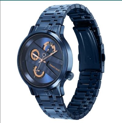 Fastrack NS3301QM02 Exuberant Quartz Multifunction Blue Dial Stainless Steel Strap Watch_img_0