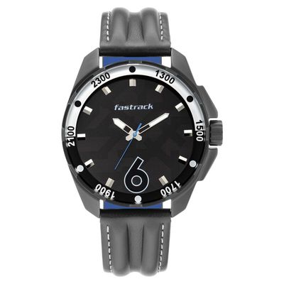 Fastrack NS3084NL05 Hitlist Quartz Analog Black Dial Leather Strap Watch_img_0