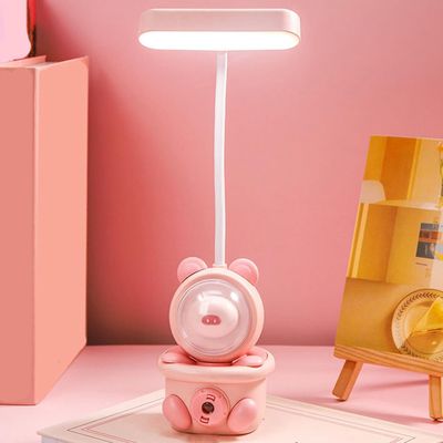 Bonito Lâmpada de Mesa Dobrável Portátil Lâmpada Led Lâmpada de Mesa Recarregável Usb Luz Cabeceira Leitura para Estudantes e Escritórios Domésticos Rosa_img_2