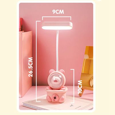 Bonito Lâmpada de Mesa Dobrável Portátil Lâmpada Led Lâmpada de Mesa Recarregável Usb Luz Cabeceira Leitura para Estudantes e Escritórios Domésticos Rosa_img_3
