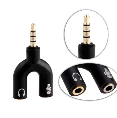 U-Shape Converter- 3.5mm Audio Splitter For Headphone and Microphone- Black_img_0