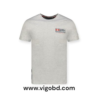 Homme - T-Shirt Col Rond avec Drapeau sur la Poitrine Gris Clair_img_0