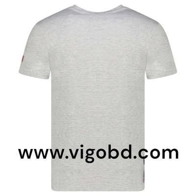 Homme - T-Shirt Col Rond avec Drapeau sur la Poitrine Gris Clair_img_1