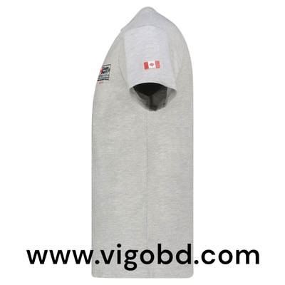 Homme - T-Shirt Col Rond avec Drapeau sur la Poitrine Gris Clair_img_2