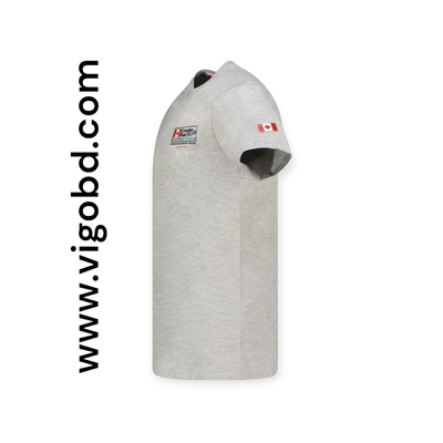 Homme - T-Shirt Col Rond avec Drapeau sur la Poitrine Gris Clair_img_3