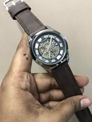 TOMMY HILFIGER AUTO BROWN BELT SILVER BEZEL_img_0