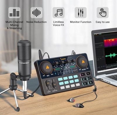 MAONOCASTER Lite Live Streaming Bundle: All-In-One Podcast Production Studio Comes With Digital Audio Interface+ Condenser Mic+ Headphone ।_img_0